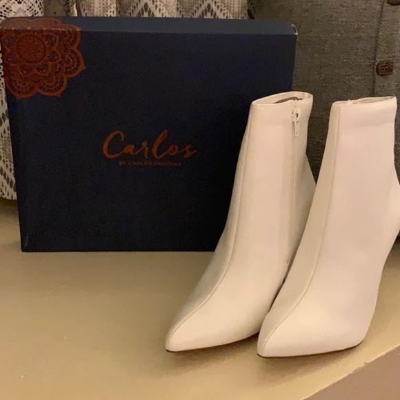 carlos santana white booties